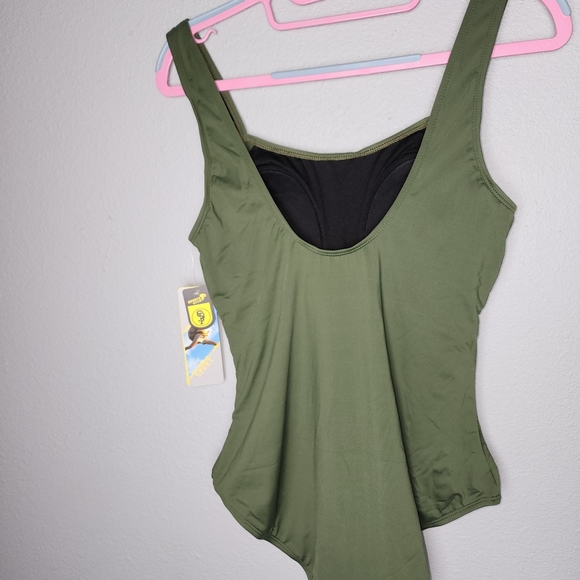 Army green one-piece swimsuit, size 10 - Picture 5 of 10